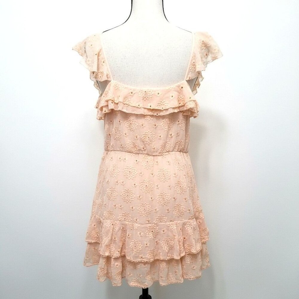 Saylor Womens M Peach Eyelet Mini Dress Cottage Coquette Romantic‎ - Picture 5 of 9
